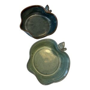 VTG 2PC SANDY O'QUINN POTTERY APPLE SHAPED APPLE CRISP BAKEWARE DISHES FARMHOUSE
